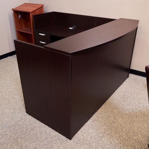 Used Laminate Left Reception Desk with Box-Box-File Pedestal (Espresso) DER1815-002