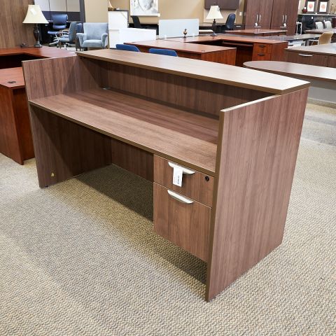 Used Laminate Reception Desk Shell with BF Ped (Walnut) DER1830-002