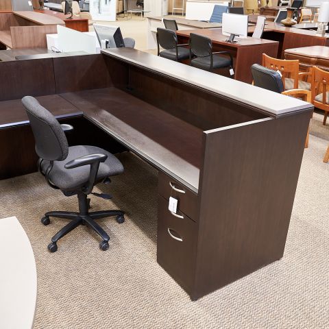 Used National Left 30x84 L-Shaped Reception Desk (Espresso) DER1838-002