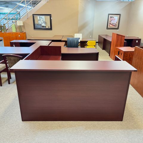 Used Cherryman Laminate Right L-Shape Reception Desk (Mahogany) DER1863-005