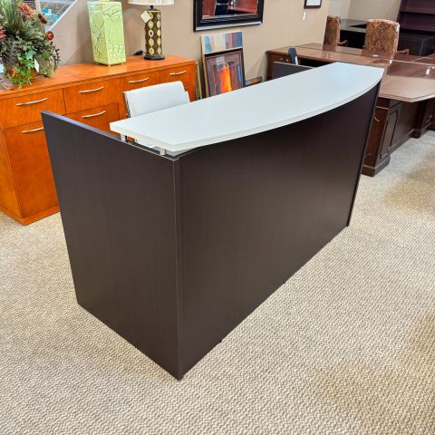 Used Reception Desk Shell with Transaction Top (Espresso & White) DER1864-001