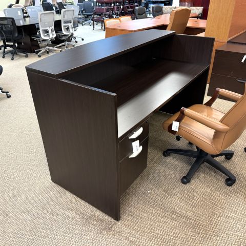 Used Laminate Reception Desk with Box-File Hanging Pedestal (Espresso) DER9999-1729