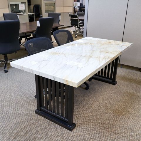 Used Marble Top Table Desk with Metal Base DET1792-010
