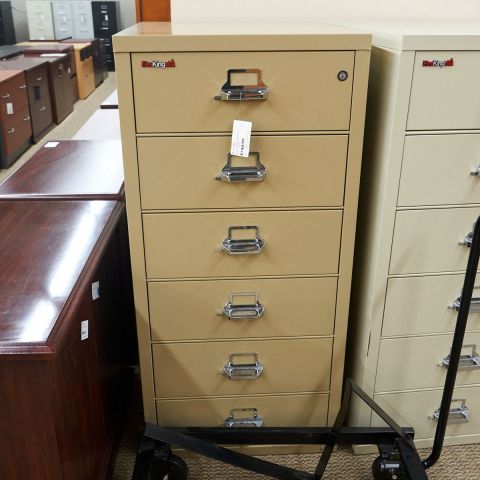 Used FireKing 6 Door Check File Cabinet (Sand) [NO KEYS] FIL1720-003