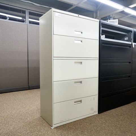 Used Hon 5 Drawer 36" Lateral File Cabinet (Putty) FIL1745-013