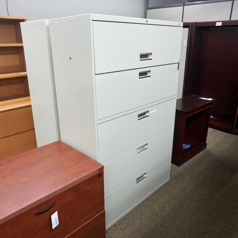Used Hon 5 Drawer 42" Lateral File Cabinet (Putty) FIL1750-007