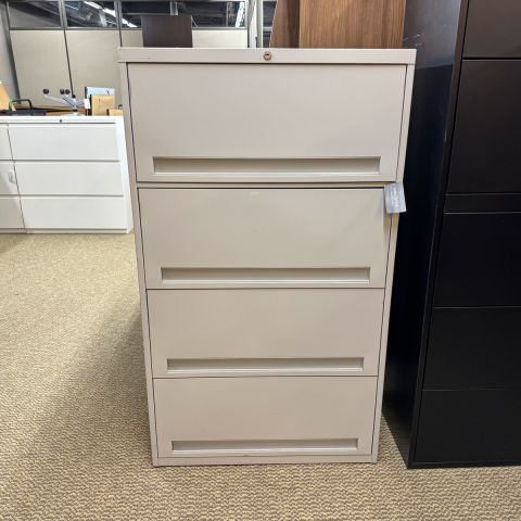 Used 30" Inch 4 Drawer Top Front File Cabinet (Grey) FIL1751-004 - Front View