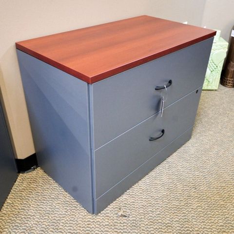 Used 2 Drawer Lateral Desk File (Cherry & Grey) FIL1754-018