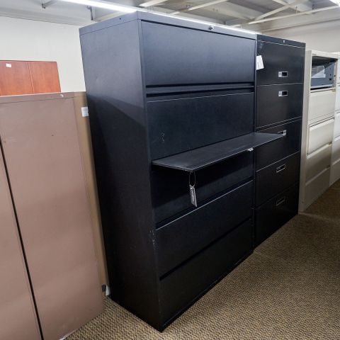 Used 42" 5 Drawer Lateral File with Recessed Pull (Black) FIL1759-003