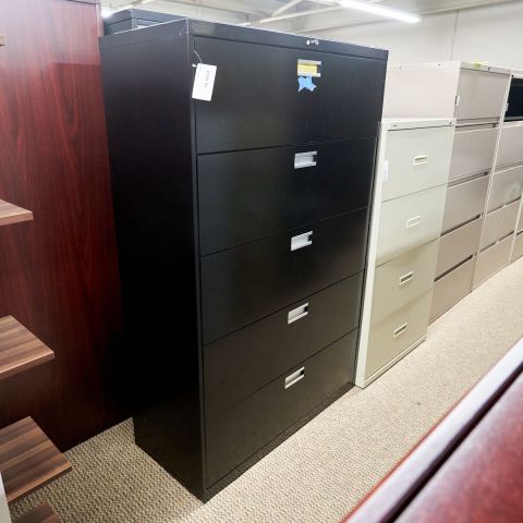 Used 42" 5 Drawer Lateral File Cabinet (Black) FIL1792-003