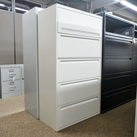 Used 36" 5 Drawer Metal Lateral File Cabinet (Putty) FIL1794-027