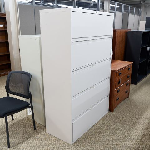 Used 42" Inch Metal 5 Drawer File Cabinet (Grey) FIL1836-010
