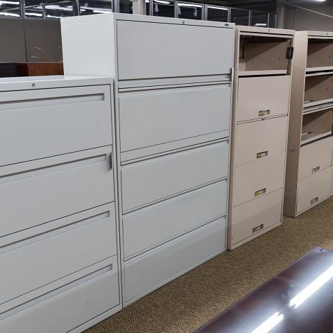 Used Global 42" Inch Metal 5 Drawer File Cabinet (Light Grey) FIL1837-025