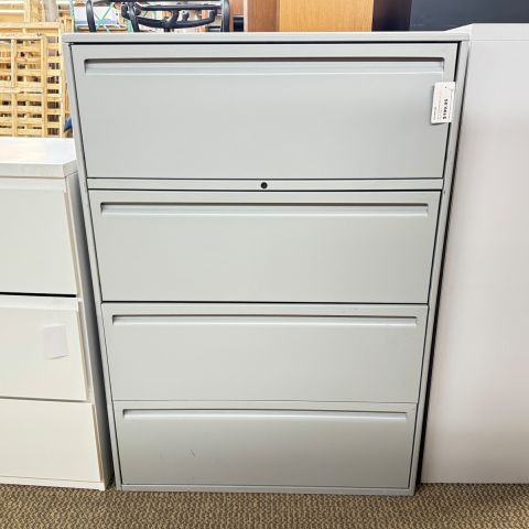 Used Haworth 36" Inch Metal 4 Drawer Filing Cabinet (Grey) FIL1837-026