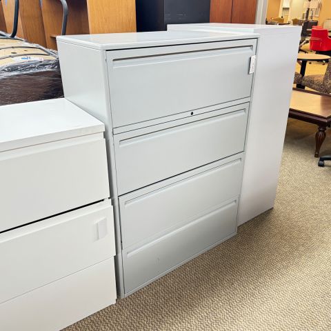 Used Haworth 36" Inch Metal 4 Drawer Filing Cabinet (Grey) FIL1837-026