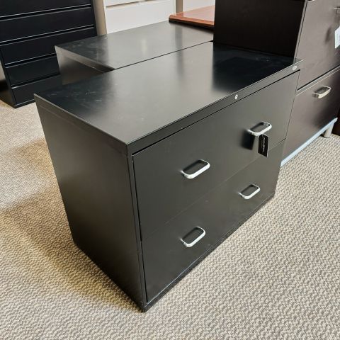 Used Office Depot 36" Inch Metal 2 Drawer File Cabinet (Black) FIL1838-007