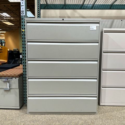 Used Knoll Calibre Metal 42" Inch Lateral 5 Drawer File Cabinet (Putty) FIL1855-007