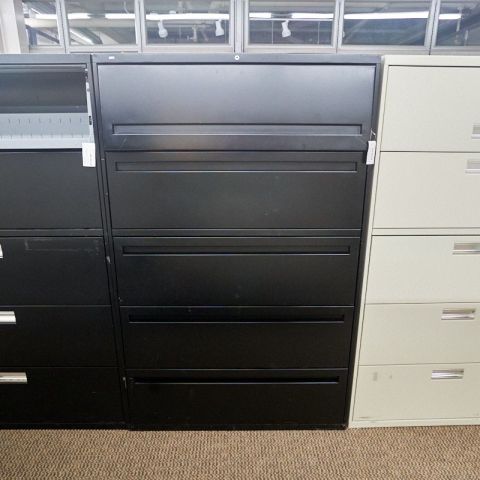 Used Hon 5 Drawer 42" Lateral File Cabinet (Black) FIL9999-1301