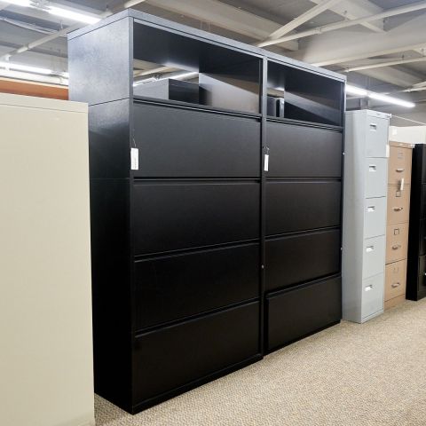 Used 4 Drawer 36" Open Top Lateral File Cabinet (Black) FIL9999-1303