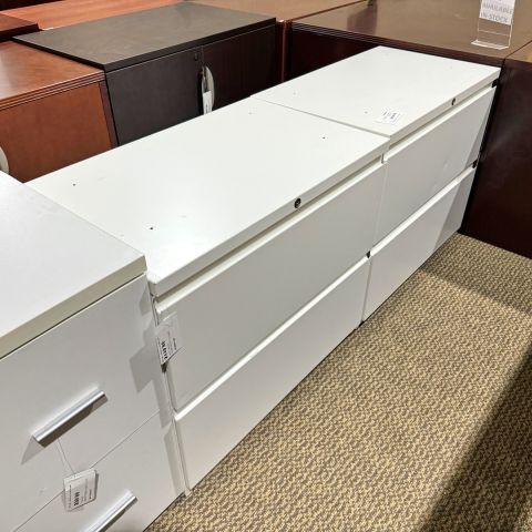 Used Metal 2 Drawer File Cabinet (White) FIL9999-1722