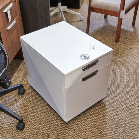 Used 24x18 Box-File Mobile File Cabinet with Lock (White) FIM1829-007