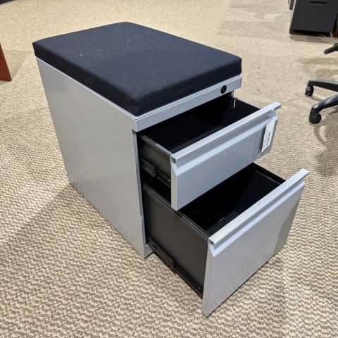 Used 2 Drawer BF Box-File Mobile File Pedestal with Cushion (Silver & Black) FIM9999-1693