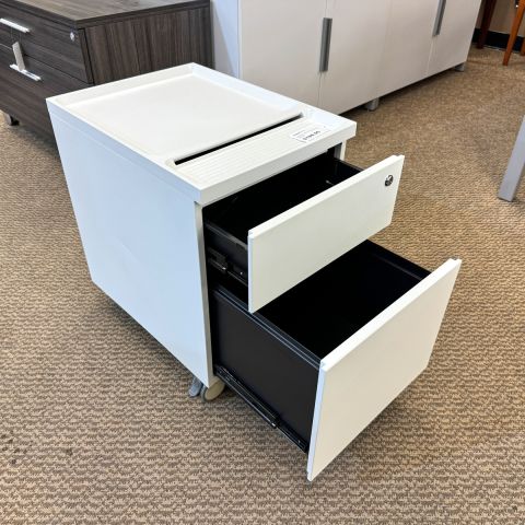 Used Metal Mobile BF Box-File Pedestal with Top Tray (White) FIM9999-1711