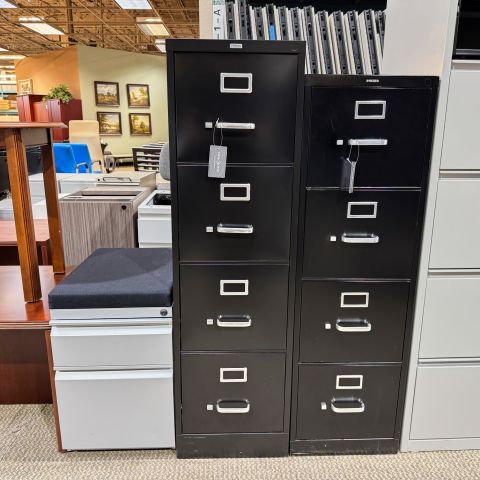 Used 15Wx52Hx25D Metal 4 Drawer Vertical File Cabinet (Black)