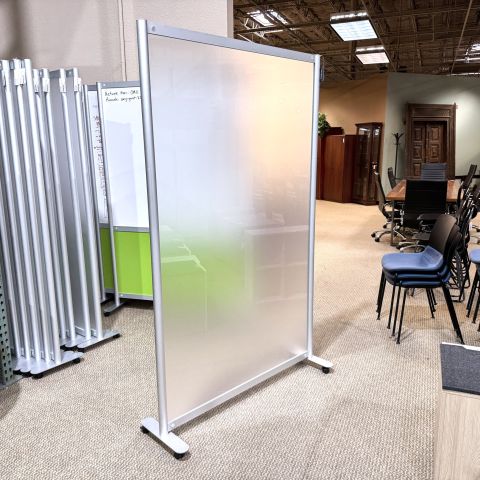 Used 50"x80" Mobile Translucent Privacy Screen Marker Board Panel MIS1902-008