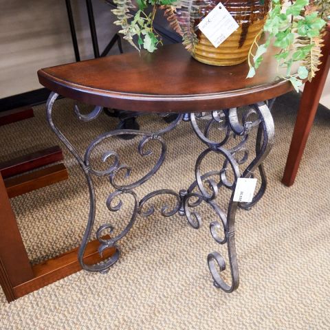 Used Half Round Sofa Table with Metal Base OCC1775-008