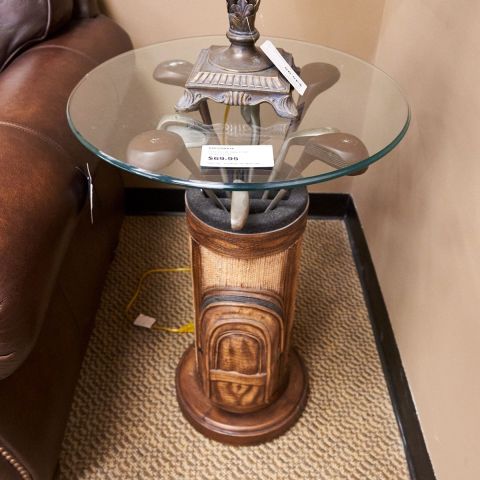 Used Golf Club End Table with Glass Top OCC1794-014