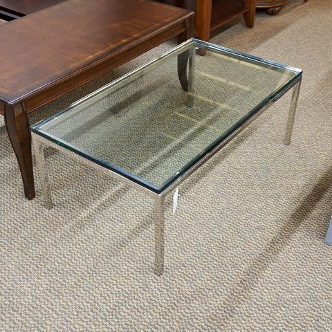 Used Glass Coffee Table with Chrome Base OCC1827-010