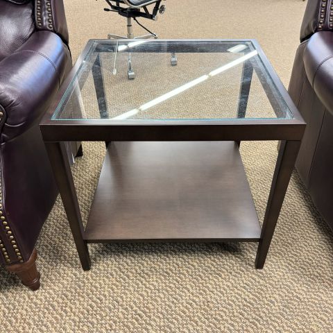 Used 24x25 Square End Table (Glass & Espresso) OCC1845-006