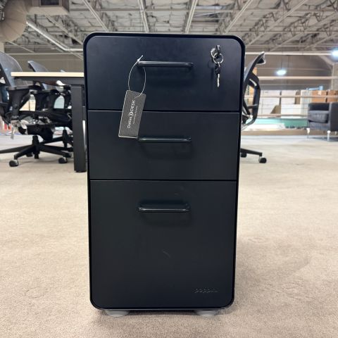 Used Poppins Slim Metal Box-Box-File File Pedestal (Black) PED1903-004