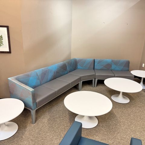Used Arcadia 3-Piece Section Lounge Seating with Whiteboard Back (Two-Tone Blue & Grey) SOF1882-025