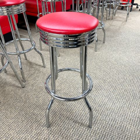 Used Retro Diner Counter Stool (Red & Chrome) STL1853-018