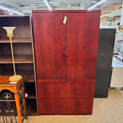 Used 2 Drawer Lateral File Storage Cabinet (Mahogany) STO1794-032