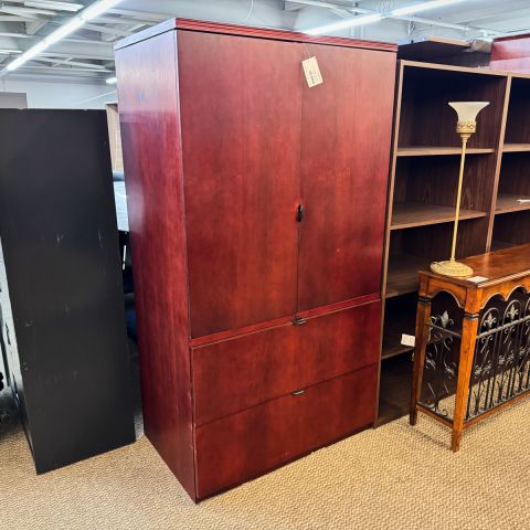 Used 2 Drawer Lateral File Storage Cabinet (Mahogany) STO1794-032 - Front Angle