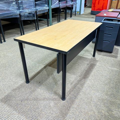 Used 30"x60" Heavy Duty WFM Gaming Desk with Modesty Panel (Maple & Black) TRN1853-011 - Front Angle