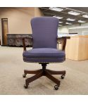 Used Traditional Gooseneck Swivel Chair (Walnut & Purple Fabric) CHE1738-030