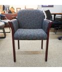 Used Upholstered Guest Chair (Mahogany & Green Pattern) CHS1754-004