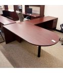 Used Right D-Top L-Shape Desk with 72" Return (Mahogany) DEL1755-004