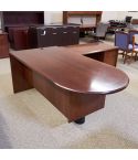 Used 30x72 Right Bullet Top L-Shape Desk with BBF Ped (Mahogany) DEL1792-024