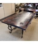 Used Traditional Table Desk with Inlay & Metal DET1815-001