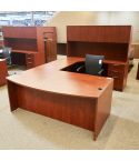 Used Right Bow Top U-Shape Desk with Hutch (Cherry) DEU1752-004